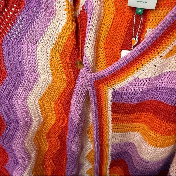 Farm Rio - Crochet Mini Dress NWT Medium (missing belt buckle) - Picture 7 of 11